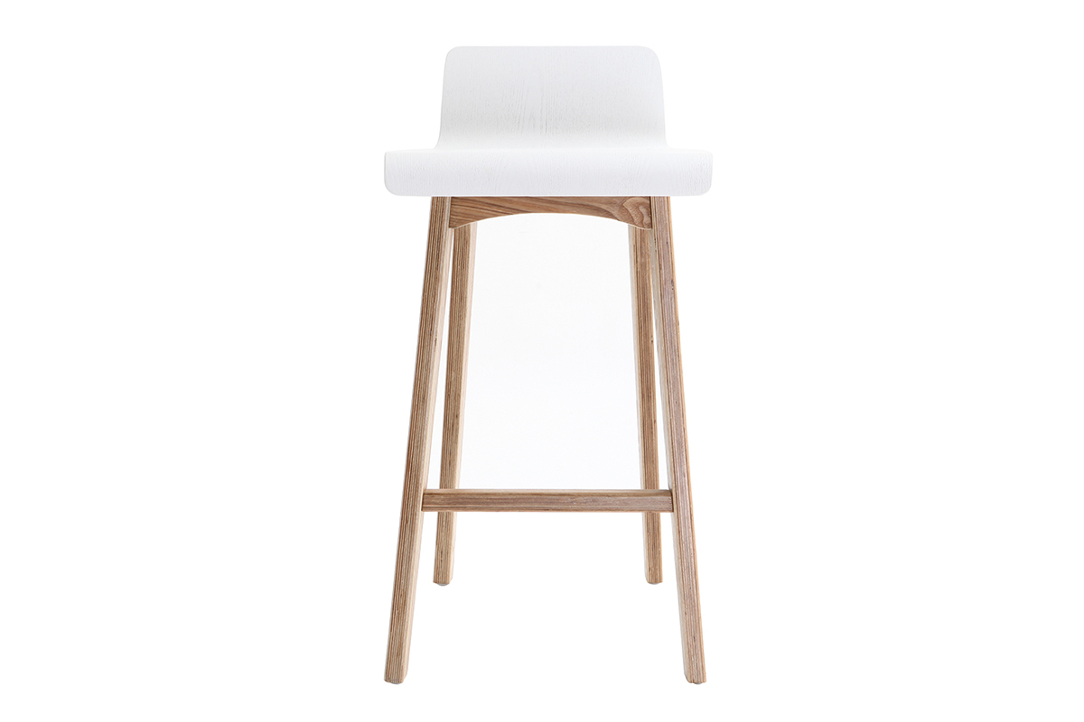 Taburete / Silla de bar escandinavo 65cm blanco patas madera BALTIK