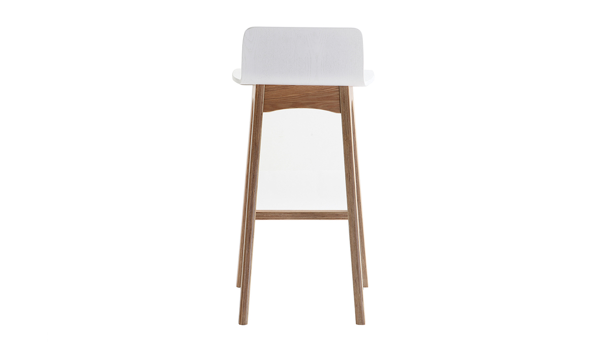 Taburete / Silla de bar escandinavo 65cm blanco patas madera BALTIK