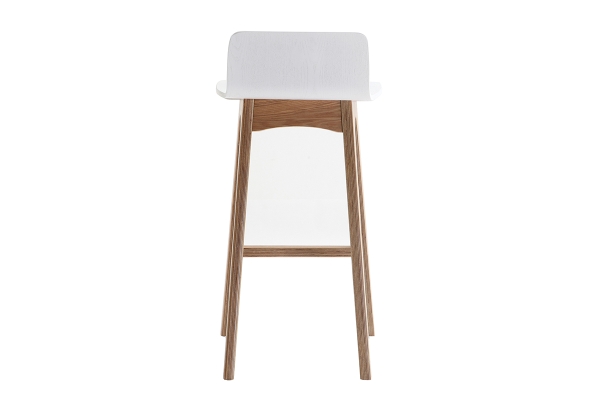 Taburete / Silla de bar escandinavo 65cm blanco patas madera BALTIK