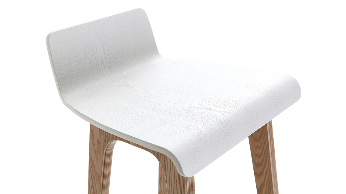 Taburete / Silla de bar escandinavo 65cm blanco patas madera BALTIK