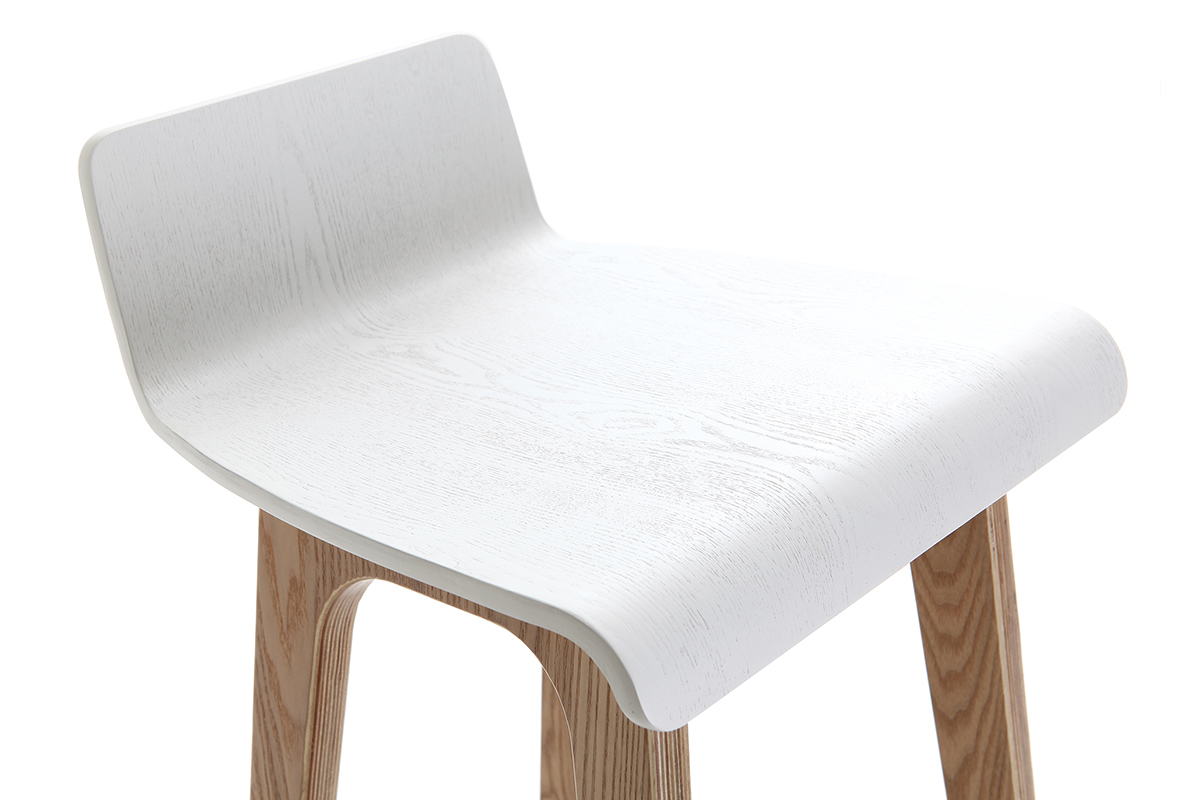 Taburete / Silla de bar escandinavo 65cm blanco patas madera BALTIK