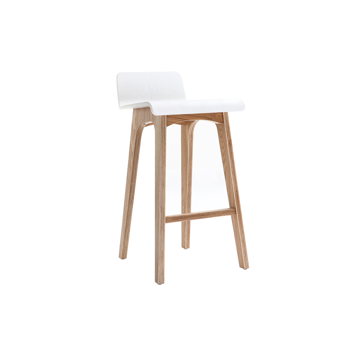 Taburete / Silla de bar escandinavo 65cm blanco patas madera BALTIK