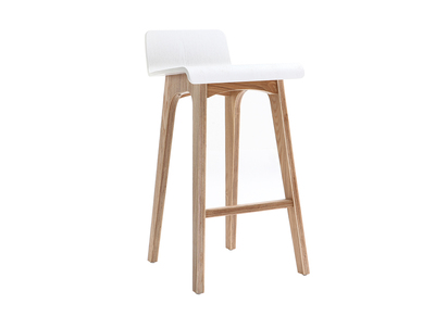 Taburete / Silla de bar escandinavo 65cm blanco patas madera BALTIK - Taburete / Silla de bar escandinavo 65cm blanco patas madera BALTIK
