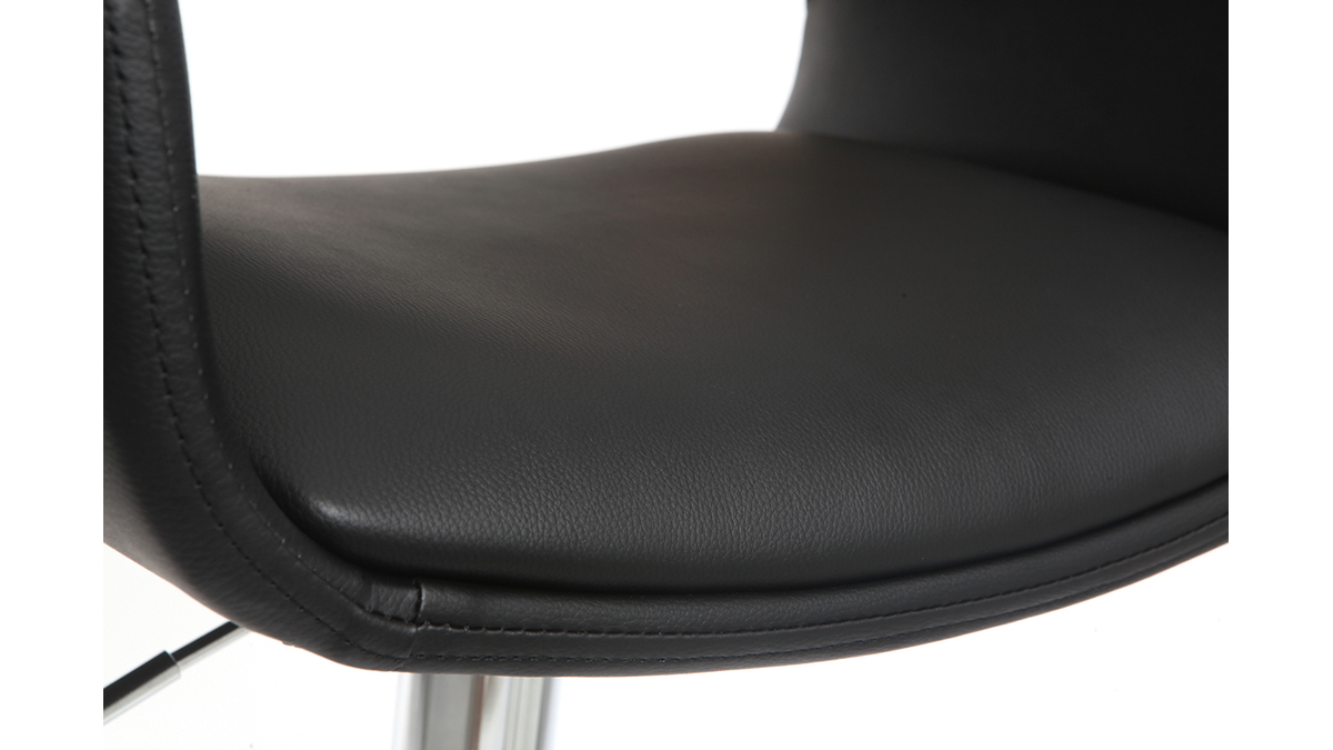 Taburete  vintage polipiel negro y madera clara RAY