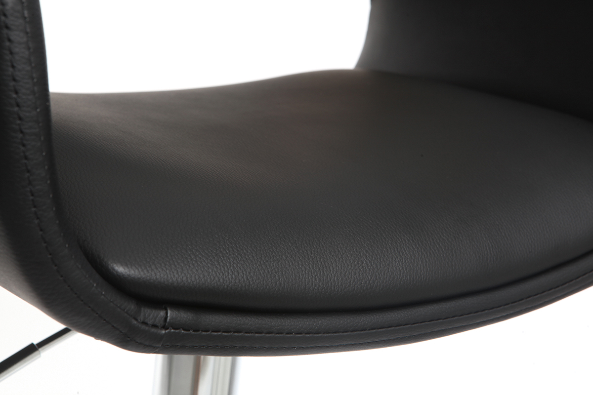Taburete  vintage polipiel negro y madera clara RAY