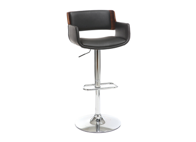 Taburete  vintage polipiel negro y madera oscura RAY