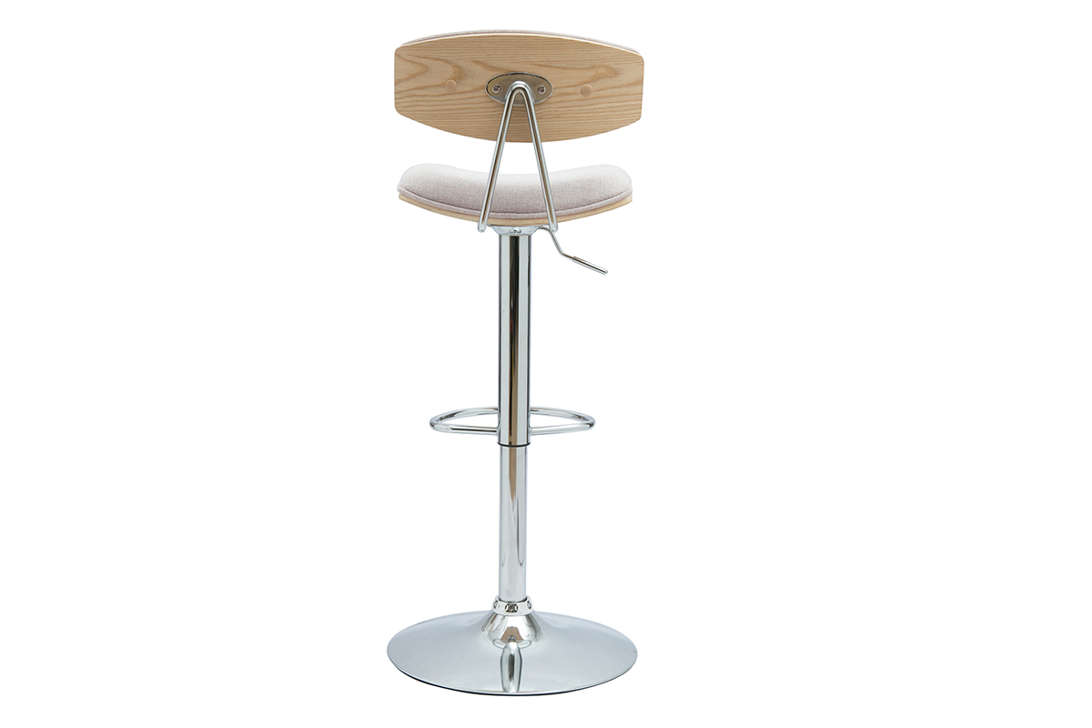 Taburetes de bar ajustables de diseo en tela de terciopelo beige texturizado y metal (juego de 2) VASCO