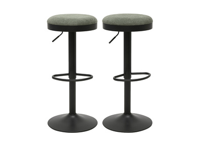 Taburetes de bar ajustables en tejido chenilla verde caqui y metal (lote de 2) THOR