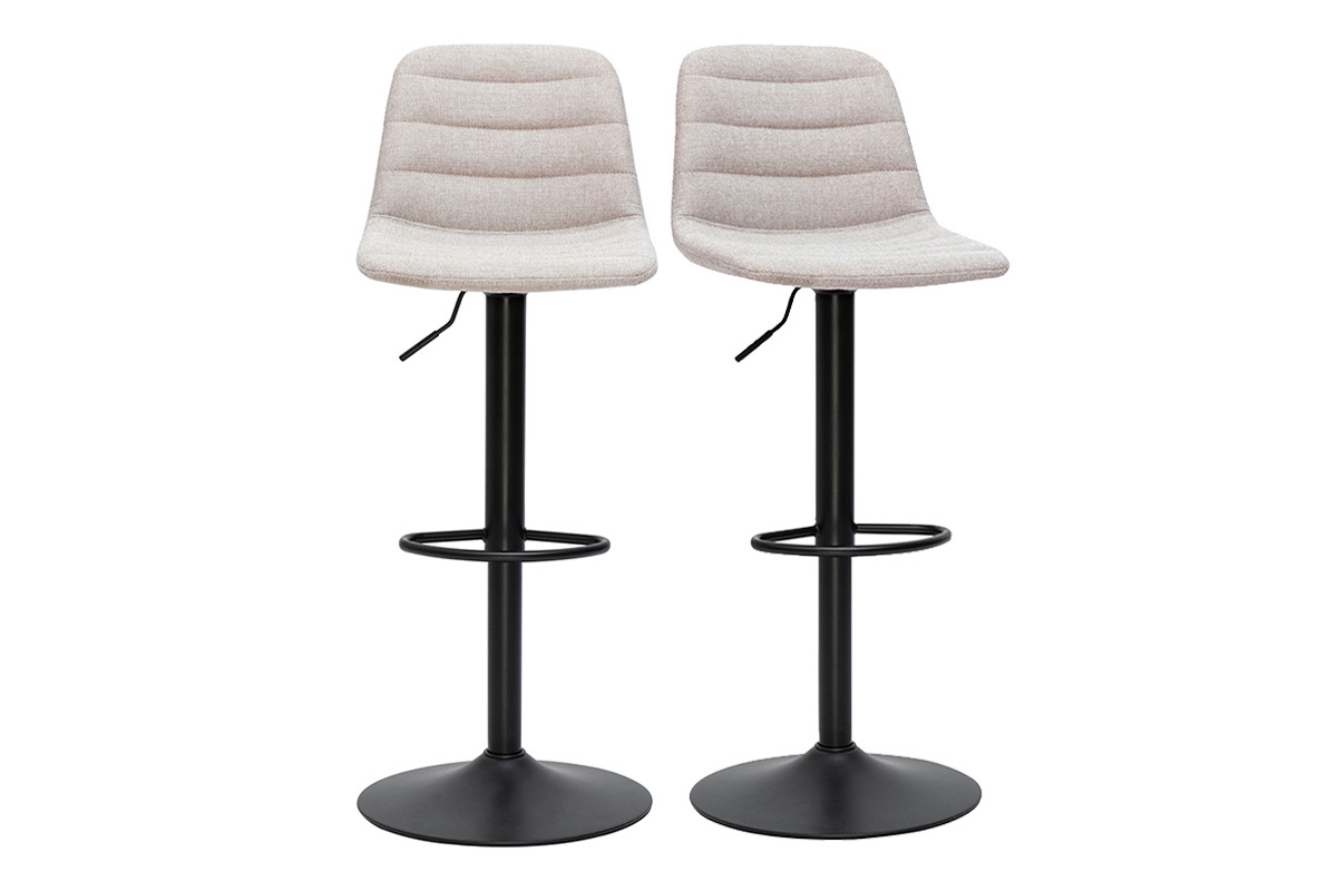 Taburetes de bar ajustables en tela efecto terciopelo texturizado beige y metal (juego de 2) SAURY