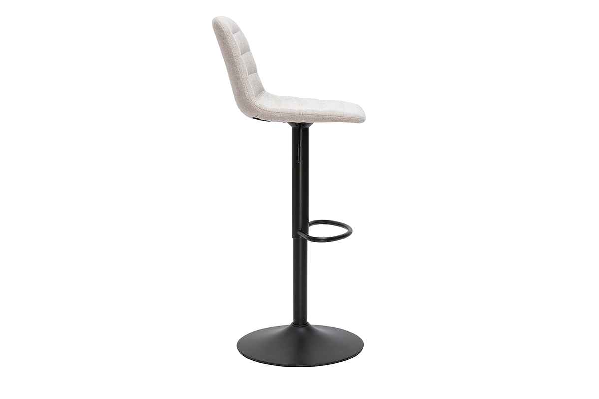 Taburetes de bar ajustables en tela efecto terciopelo texturizado beige y metal (juego de 2) SAURY