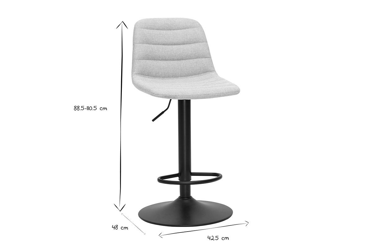 Taburetes de bar ajustables en tela efecto terciopelo texturizado beige y metal (juego de 2) SAURY