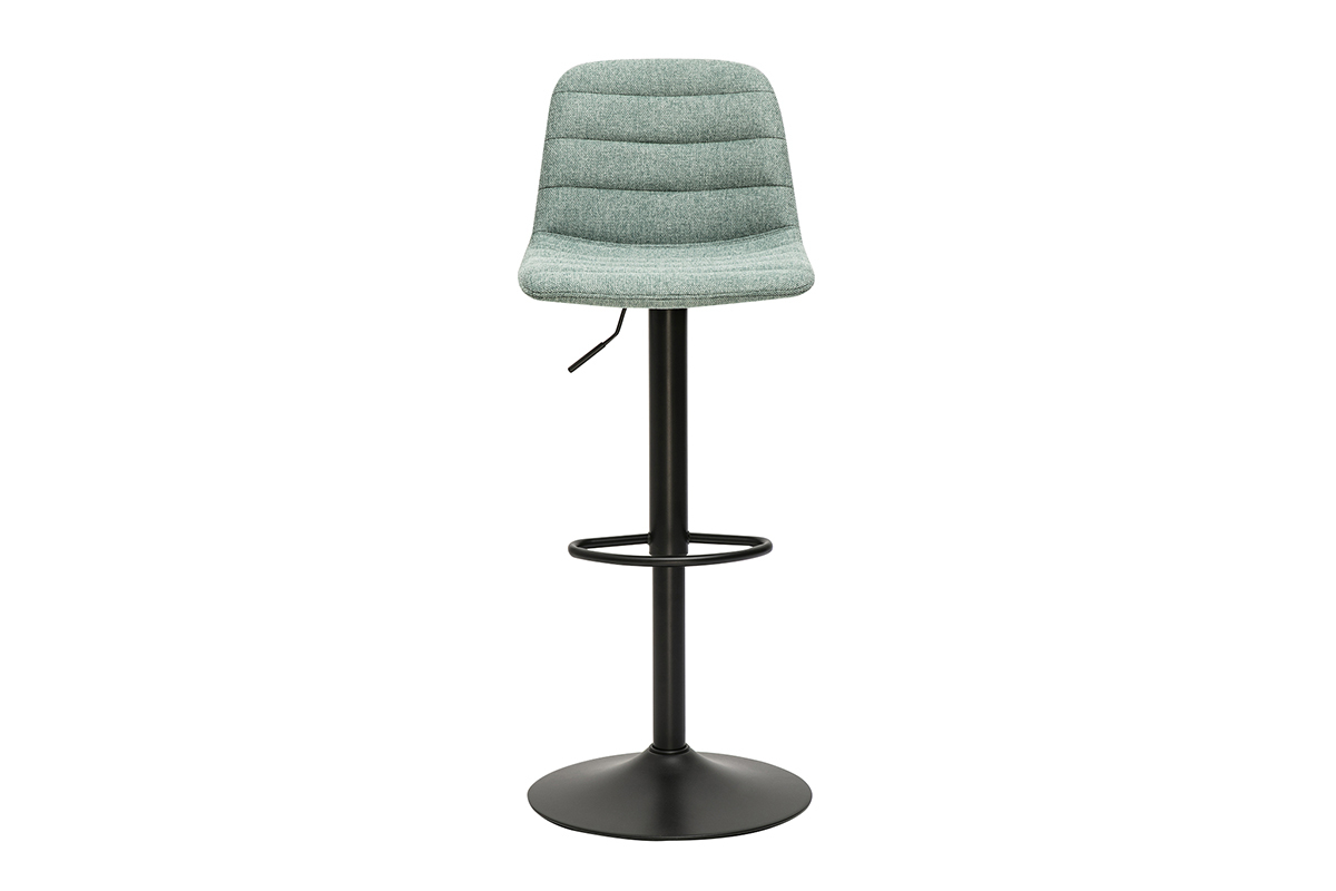 Taburetes de bar ajustables en tela efecto terciopelo texturizado de color celadn y metal (pack de 2) SAURY