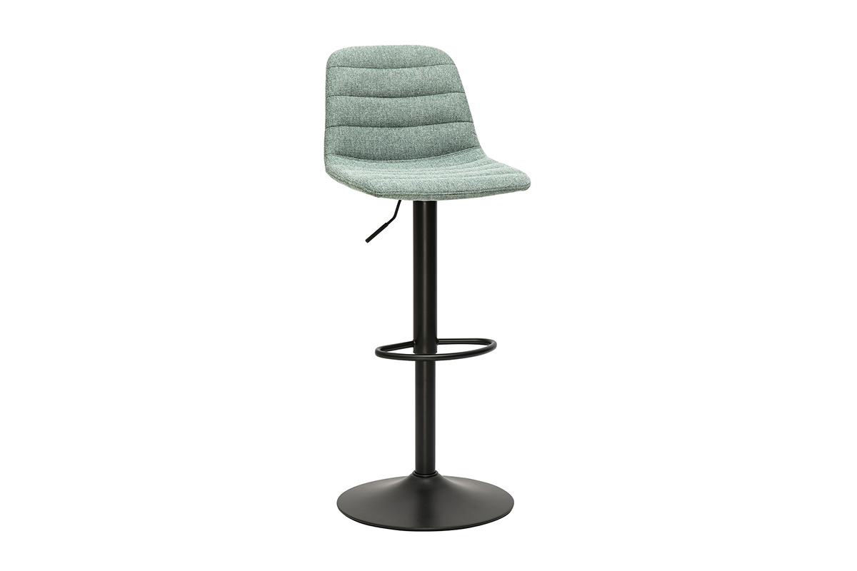 Taburetes de bar ajustables en tela efecto terciopelo texturizado de color celadn y metal (pack de 2) SAURY