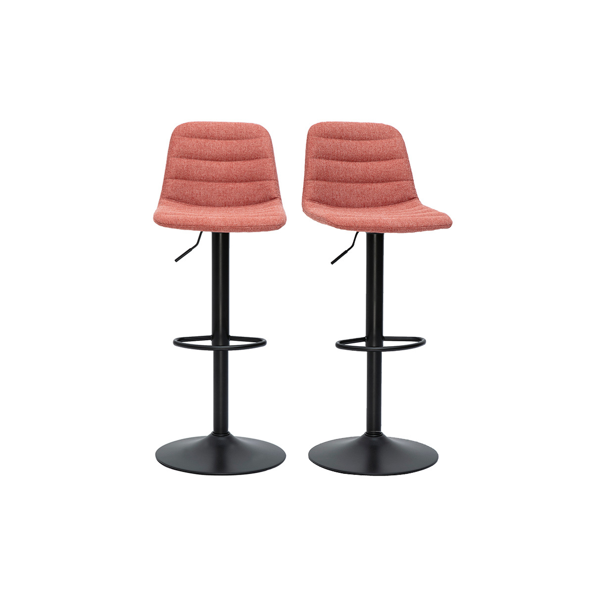 Taburetes de bar ajustables en tela efecto terciopelo texturizado terracota y metal (juego de 2) SAURY