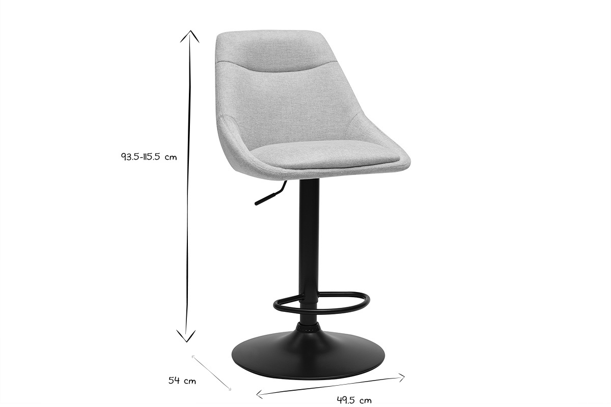 Taburetes de bar ajustables giratorios 360 en tela efecto terciopelo texturizado beige y metal (juego de 2) ALESS