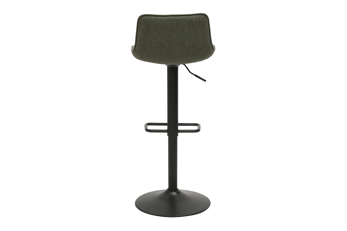 Taburetes de bar ajustables giratorios 360 en tela verde caqui y metal negro (lote de 2) BOOST