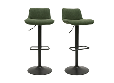 Taburetes de bar ajustables giratorios 360° en tela verde caqui y metal negro (lote de 2) BOOST