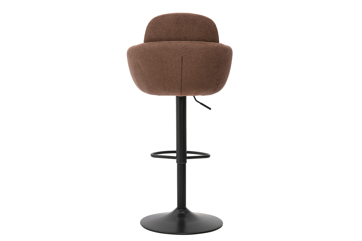 Banqueta de bar ajustable giratoria 360� de tela chenilla color tierra quemada, vista trasera