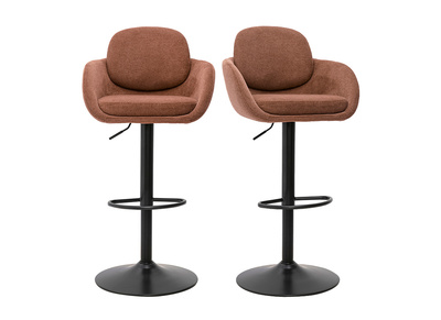 Taburetes de bar ajustables giratorios 360&deg; en tejido chenilla tierra quemada y metal negro (juego de 2) SLAKE