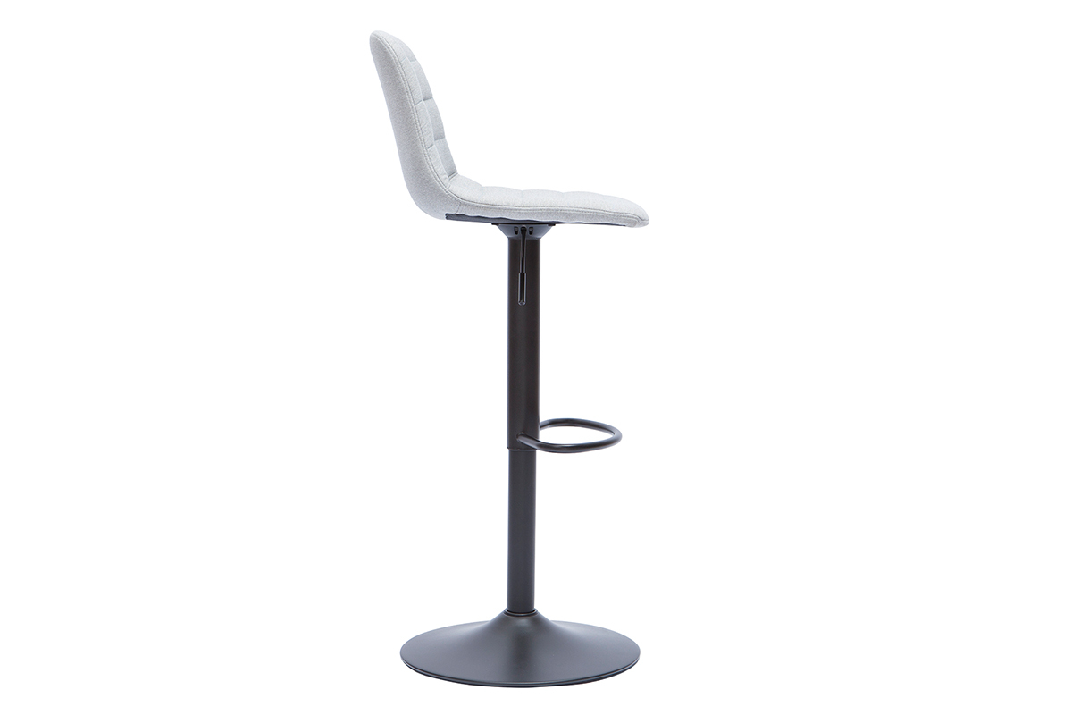 Taburetes de bar ajustables giratorios 360� en tejido gris claro y metal (lote de 2) SAURY