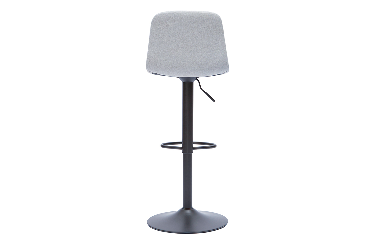 Taburetes de bar ajustables giratorios 360� en tejido gris claro y metal (lote de 2) SAURY
