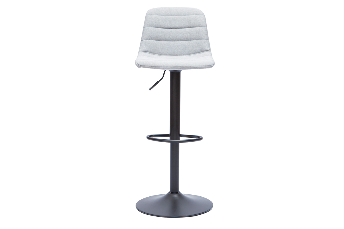 Taburetes de bar ajustables giratorios 360� en tejido gris claro y metal (lote de 2) SAURY