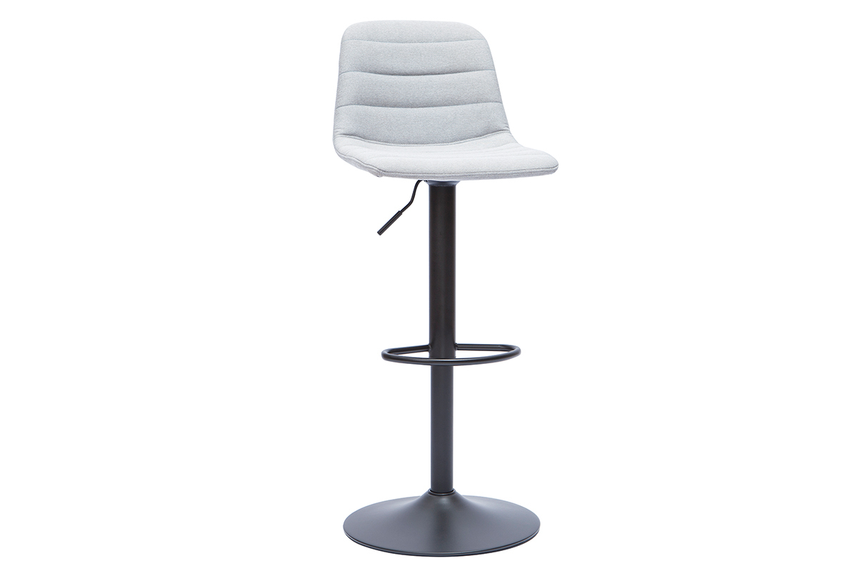 Taburetes de bar ajustables giratorios 360� en tejido gris claro y metal (lote de 2) SAURY