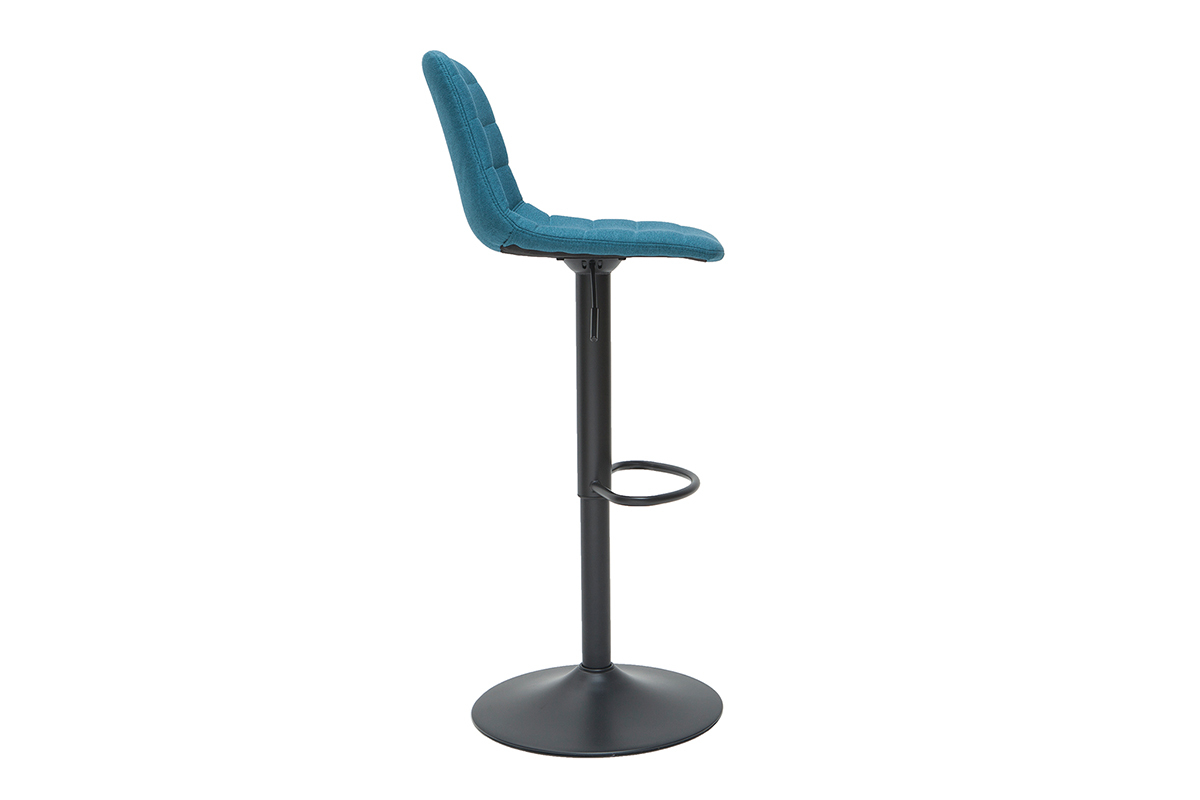 Taburetes de bar ajustables giratorios 360� en tejido y metal azul pato (lote de 2) SAURY