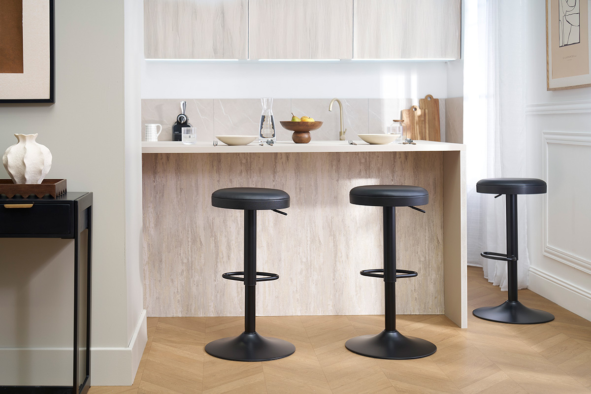 Taburetes de bar ajustables negros (juego de 2) BYRON