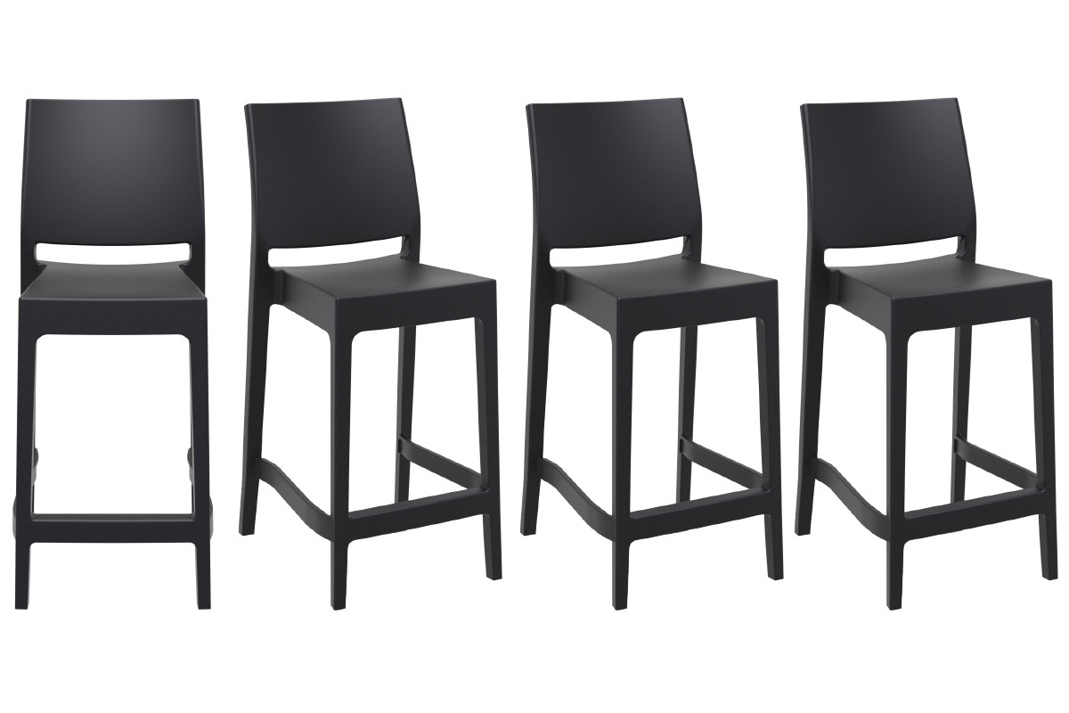 Taburetes de bar apilables color negro 65 cm (lote de 4) CALAO