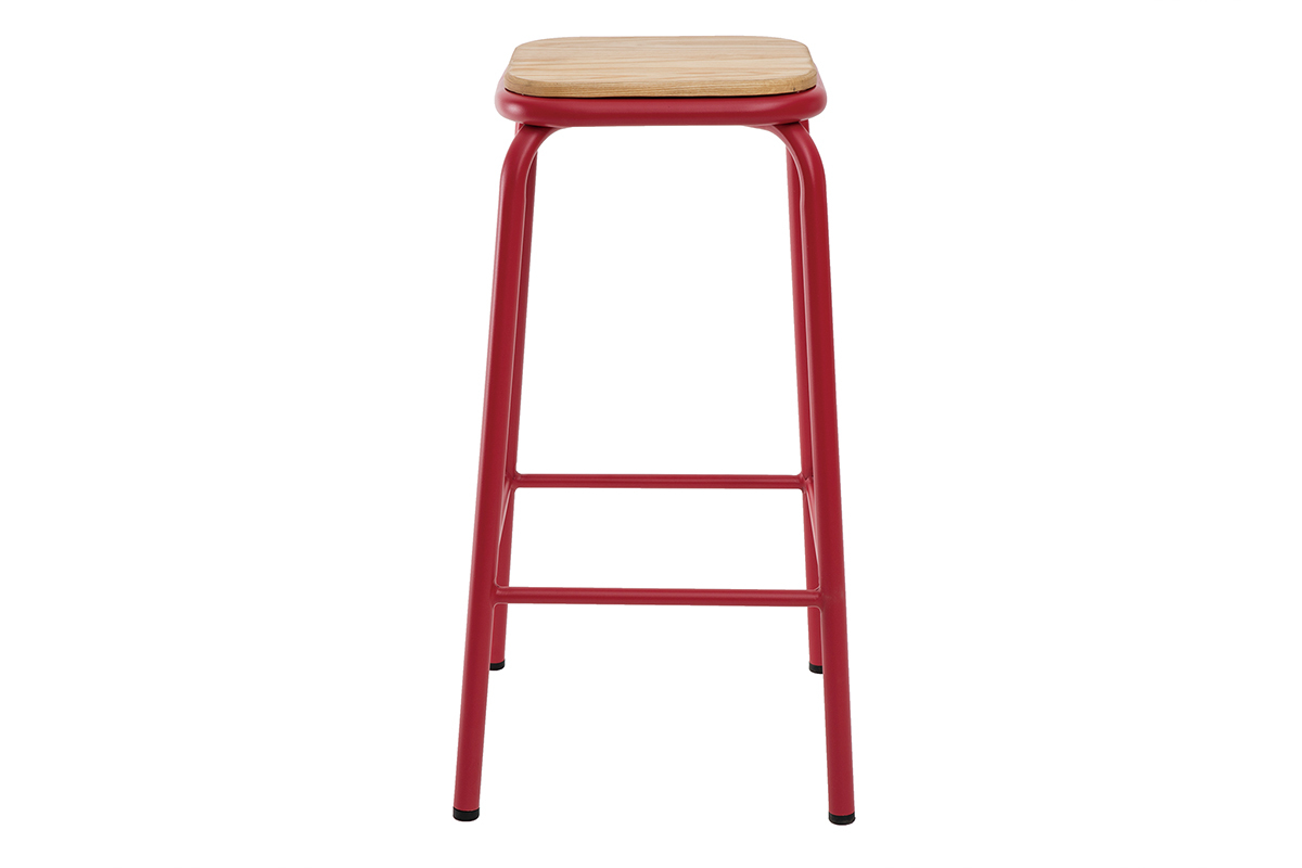 Taburetes de bar apilables rojo A65 cm (lote de 2) MEMPHIS