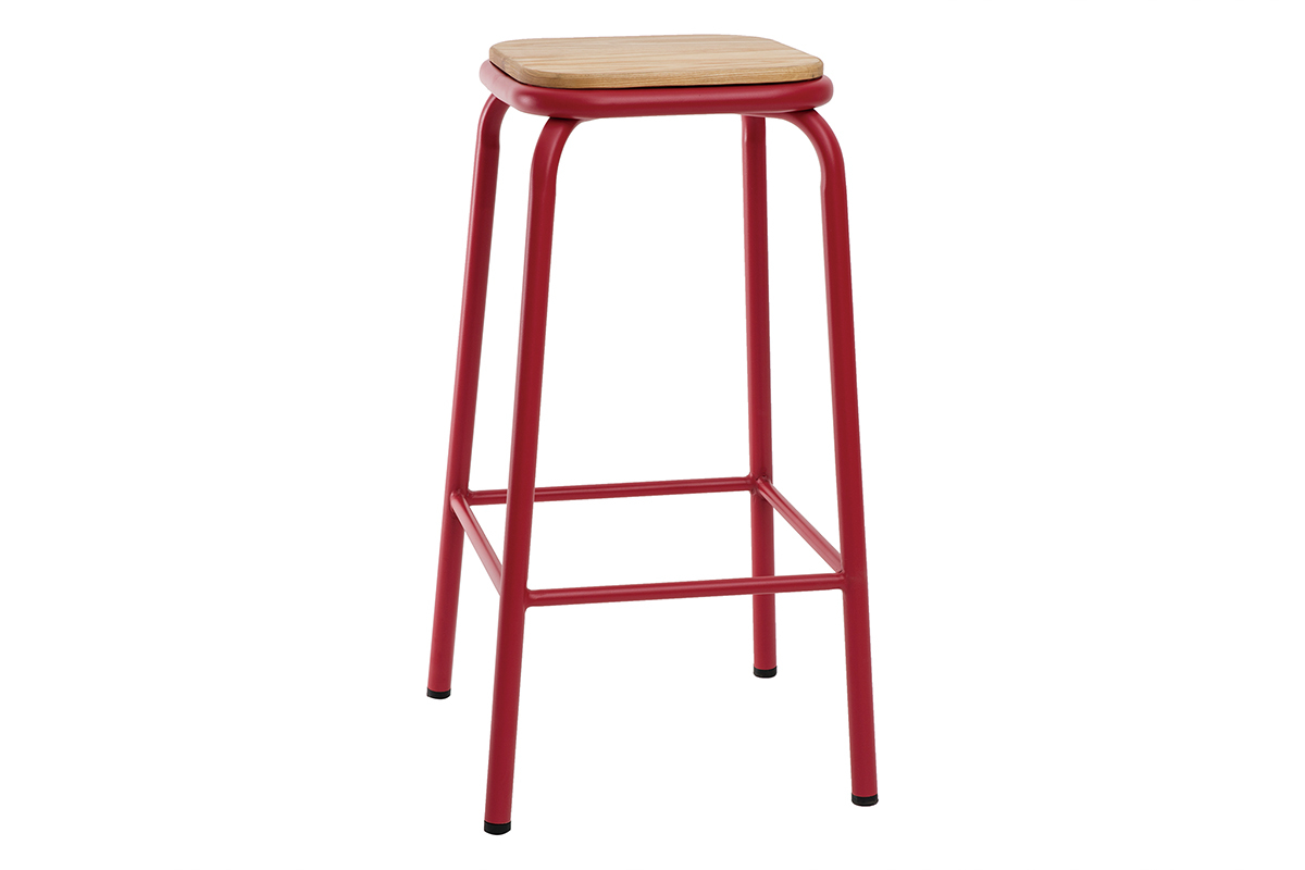 Taburetes de bar apilables rojo A65 cm (lote de 2) MEMPHIS