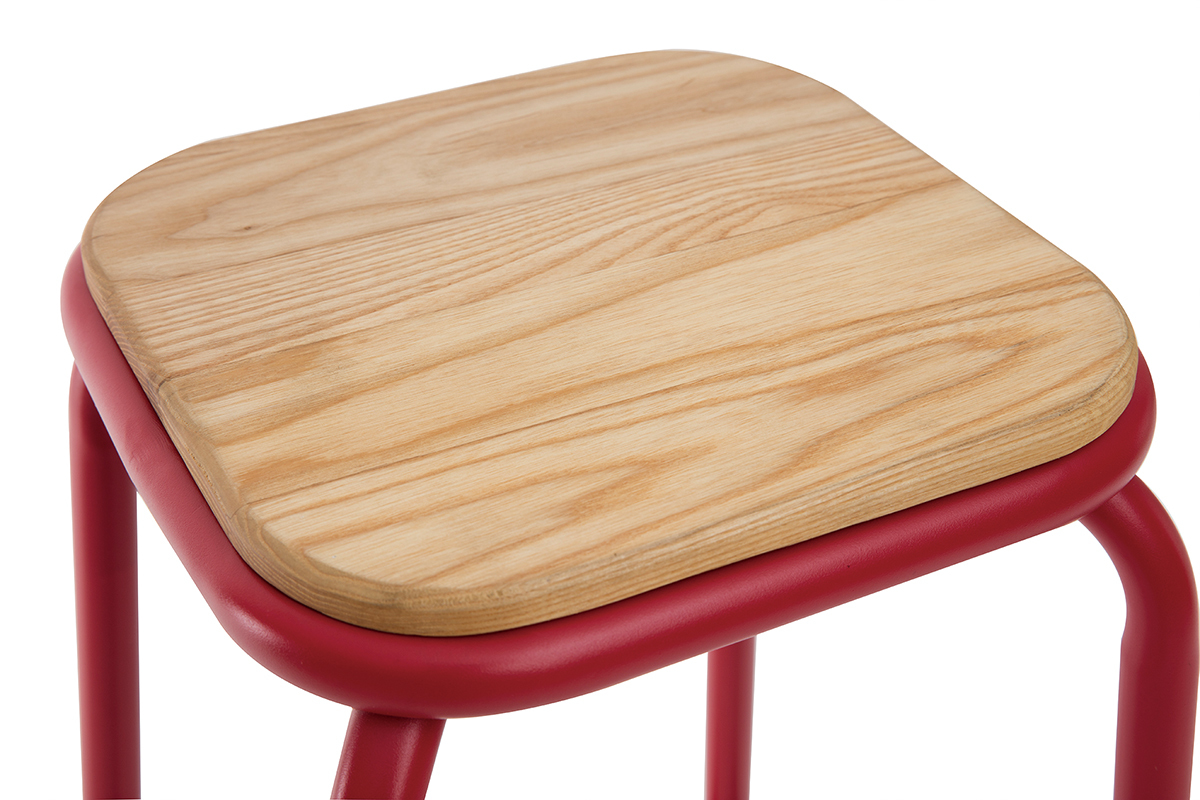 Taburetes de bar apilables rojo A65 cm (lote de 2) MEMPHIS