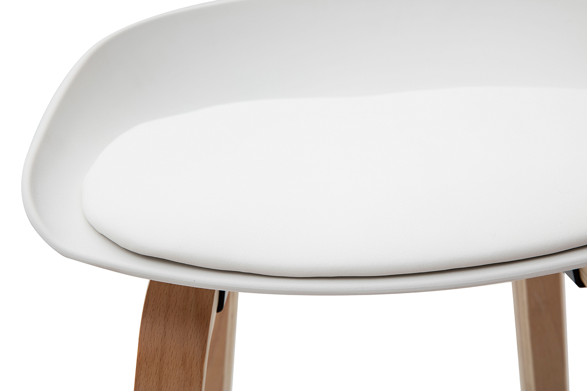 Taburetes de bar blanco y patas madera 75 cm (lote de 2) LINO