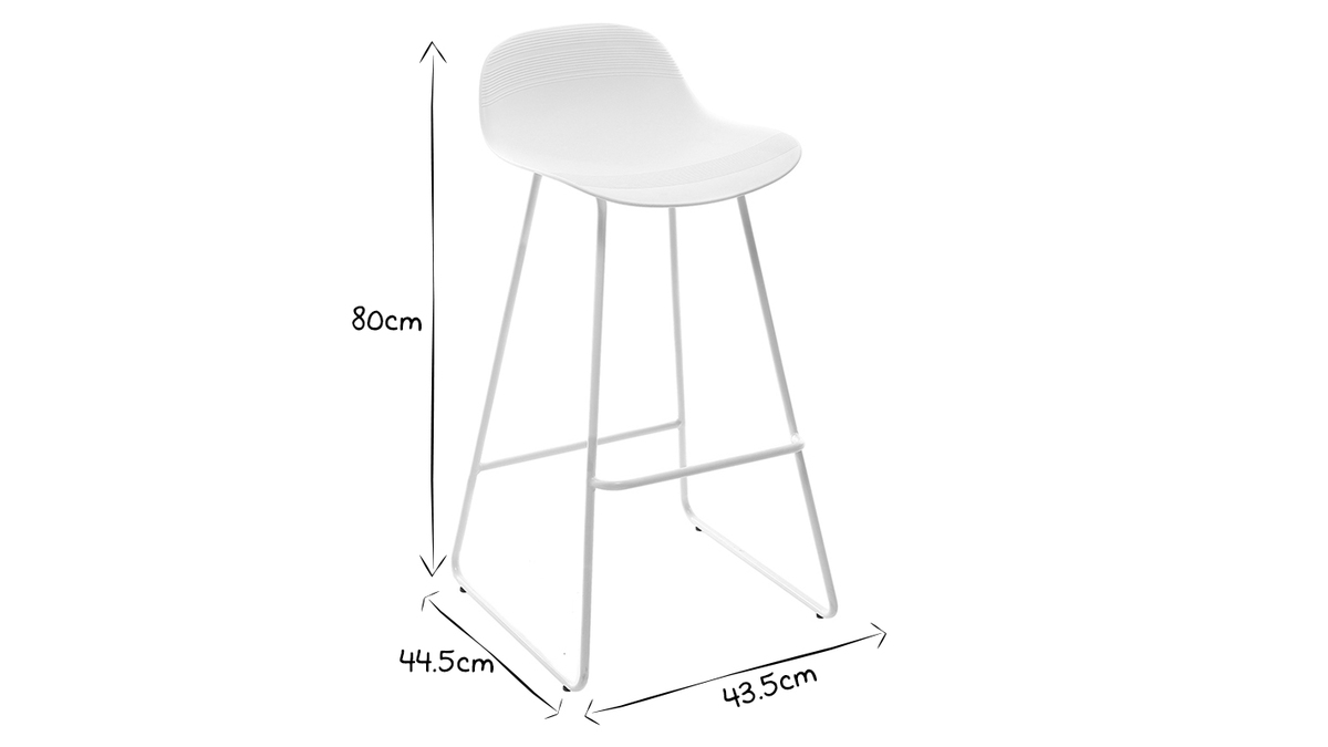 Taburetes de bar blancos A65 cm (lote de 2) ELLA