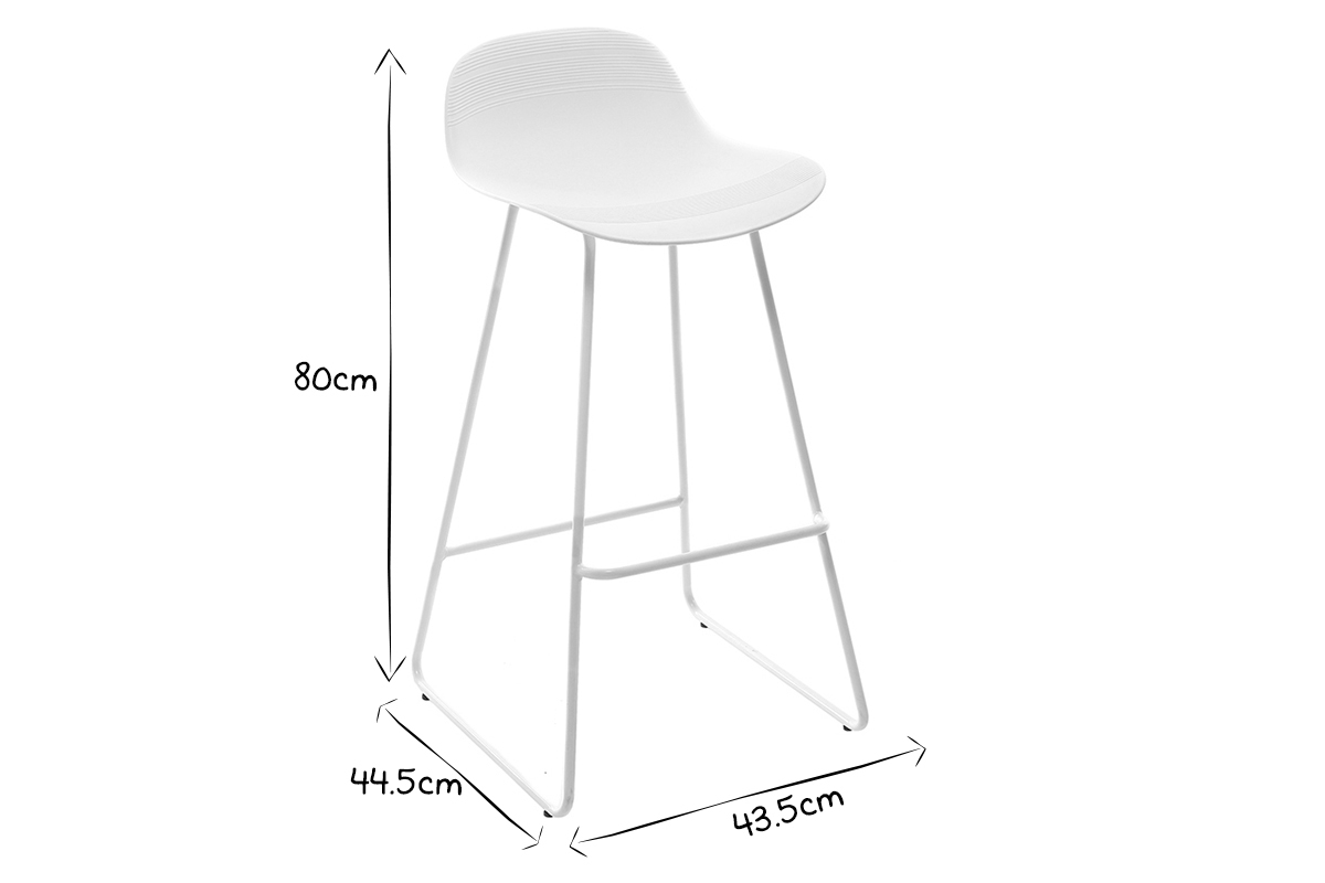 Taburetes de bar blancos A65 cm (lote de 2) ELLA