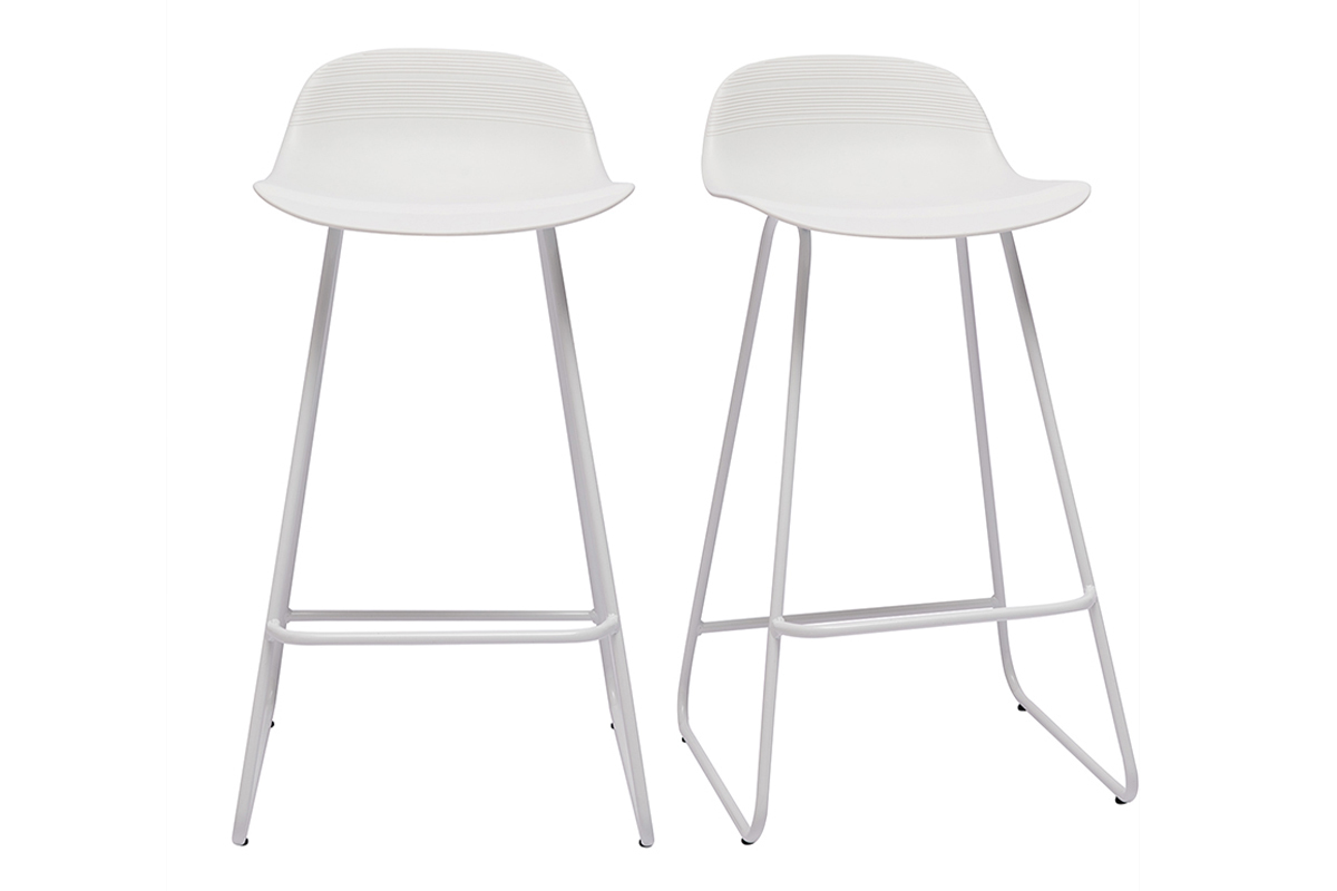 Taburetes de bar blancos A65 cm (lote de 2) ELLA