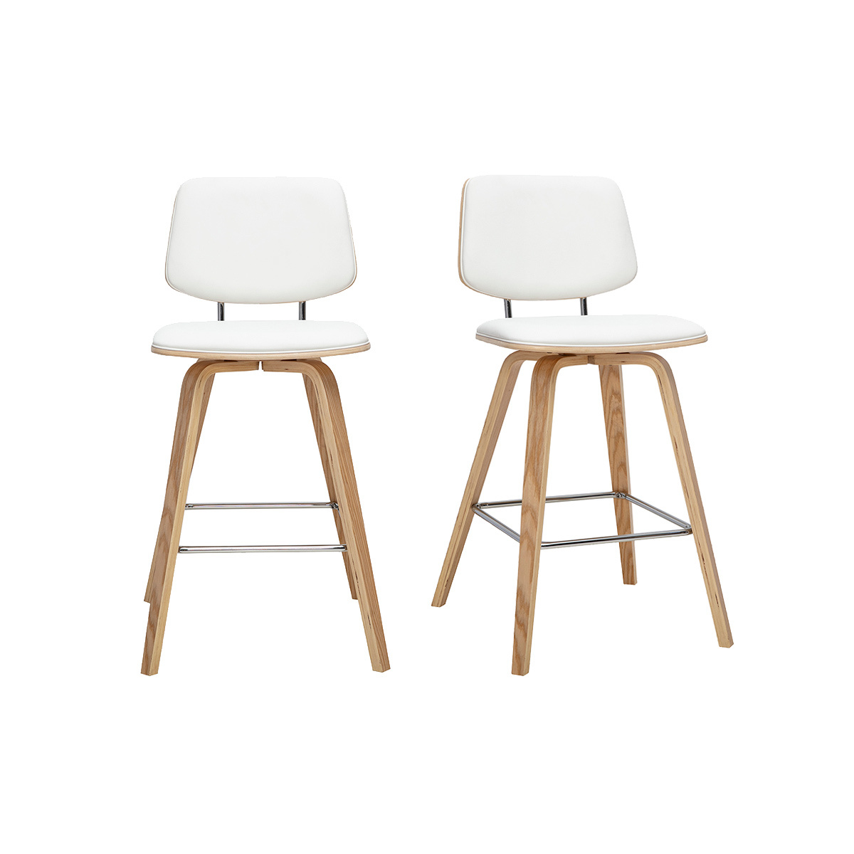 Taburetes de bar blancos y madera clara H66 cm (lote de 2) SEGUR