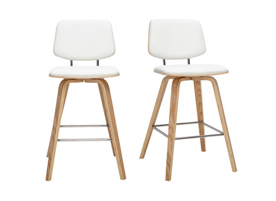 Taburetes de bar blancos y madera clara H66 cm (lote de 2) SEGUR
