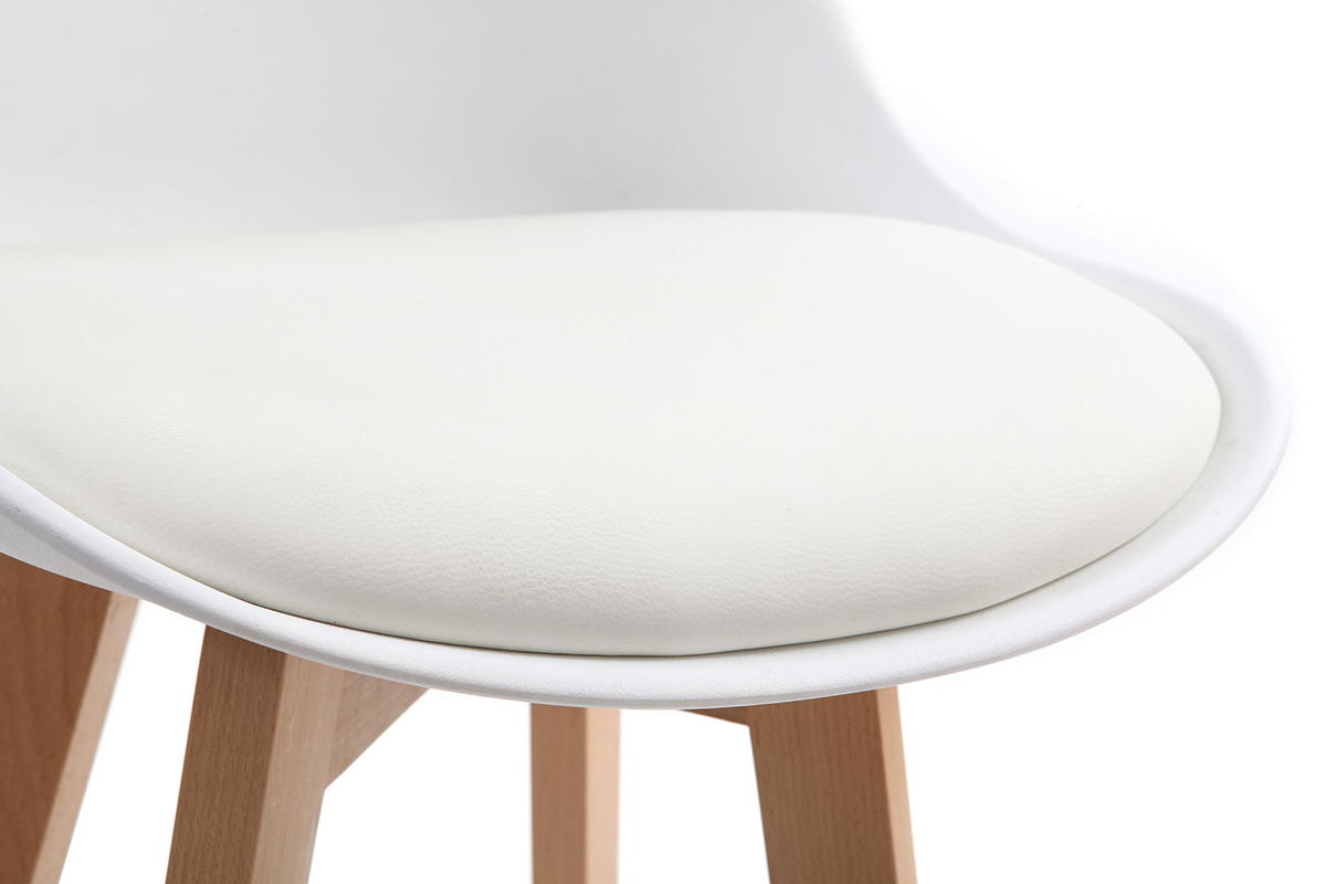 Taburetes de bar de dise�o blanco y madera H65.5 cm (lote de 2) PAULINE