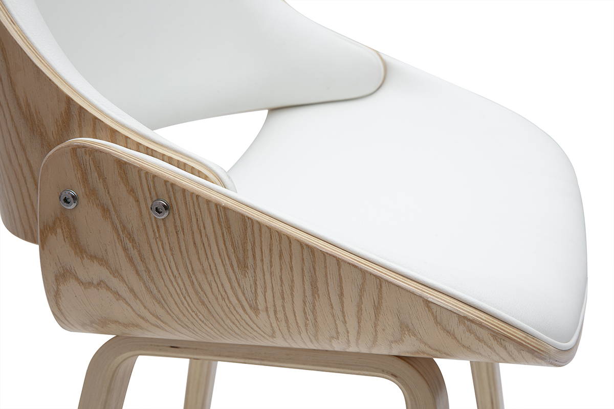 Taburetes de bar de diseo blancos y madera clara H70 cm (lote de 2) CLASH