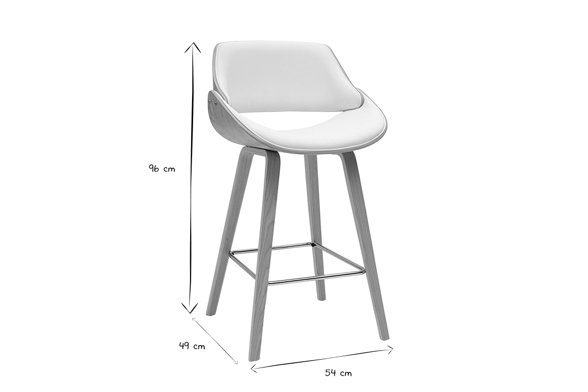 Taburetes de bar de diseo blancos y madera clara H70 cm (lote de 2) CLASH