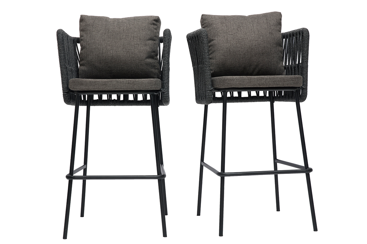 Taburetes de bar de exterior trenzados gris 76 cm (lote de 2) NALA