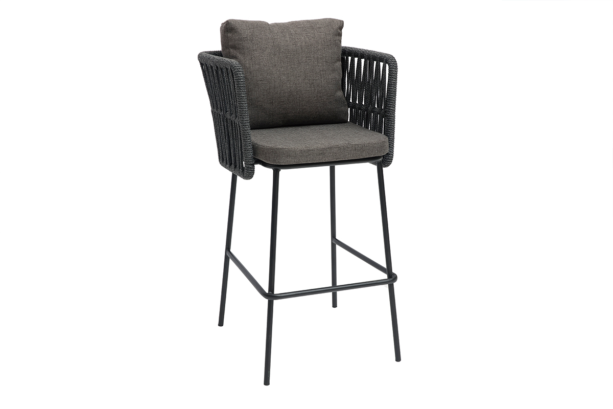 Taburetes de bar de exterior trenzados gris 76 cm (lote de 2) NALA
