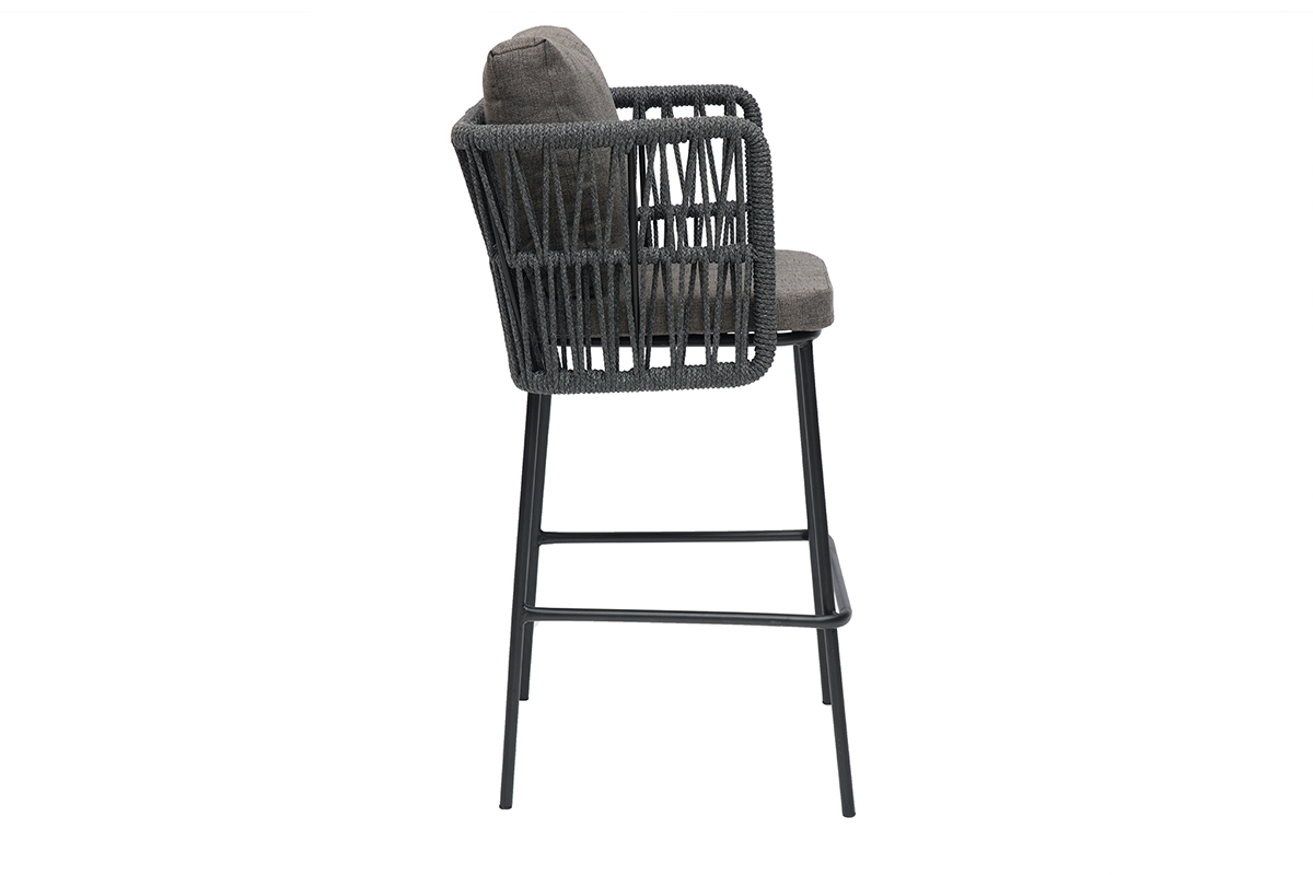 Taburetes de bar de exterior trenzados gris 76 cm (lote de 2) NALA