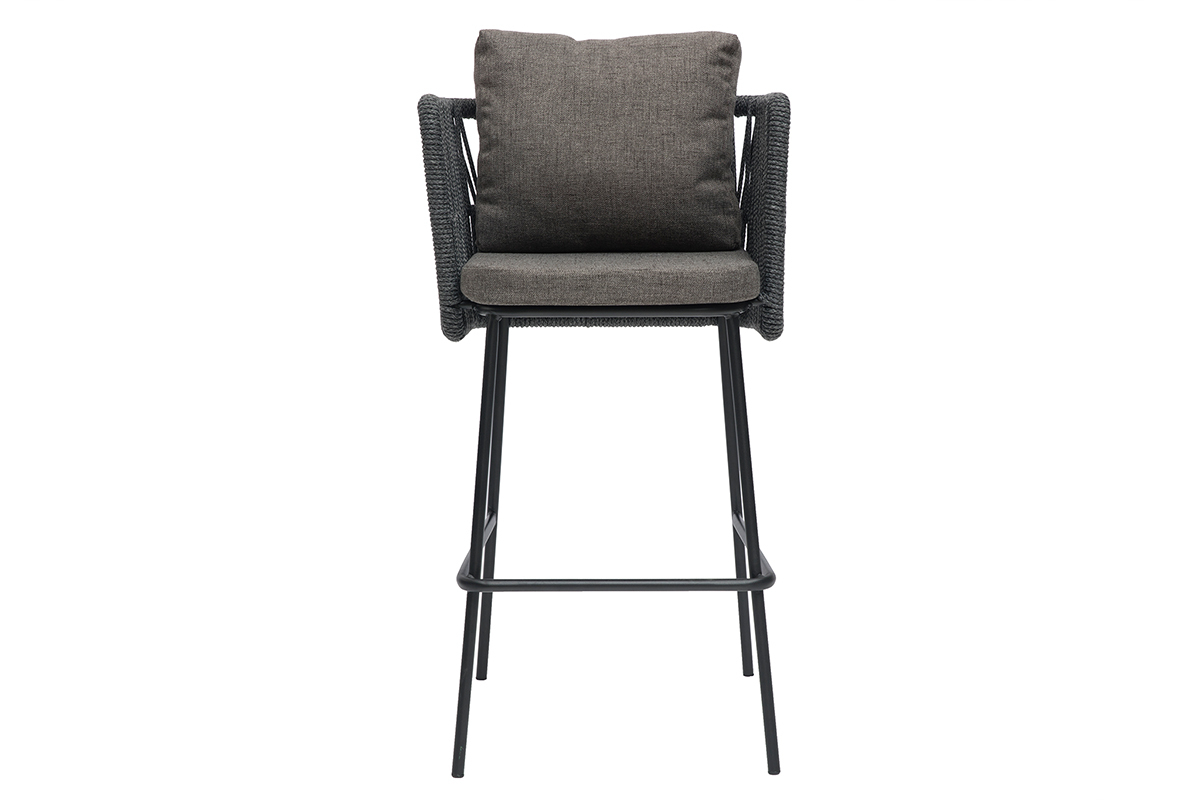 Taburetes de bar de exterior trenzados gris 76 cm (lote de 2) NALA