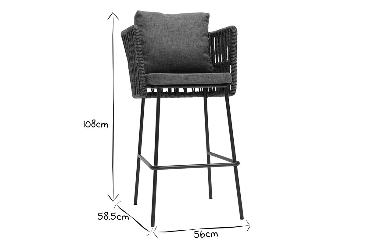 Taburetes de bar de exterior trenzados gris 76 cm (lote de 2) NALA