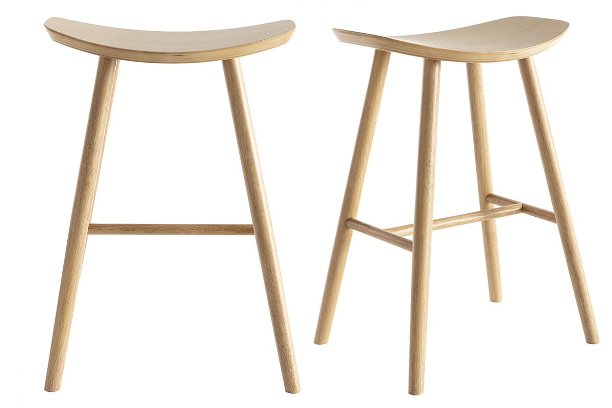 Taburetes de bar de madera clara H65 cm (lote de 2) DEMORY