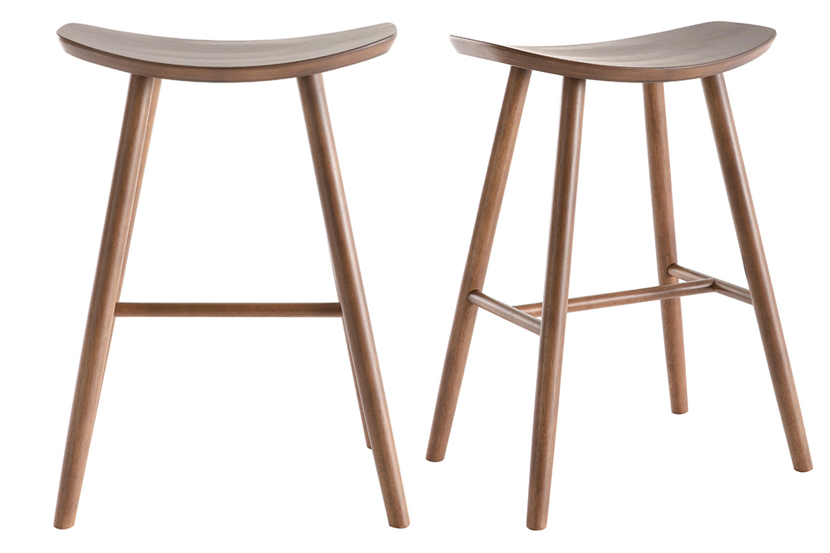 Taburetes de bar de nogal H65 cm (lote de 2) DEMORY