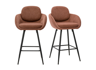 Taburetes de bar de tejido chenilla tierra quemada y metal negro H68.5 cm (lote de 2) SLAKE